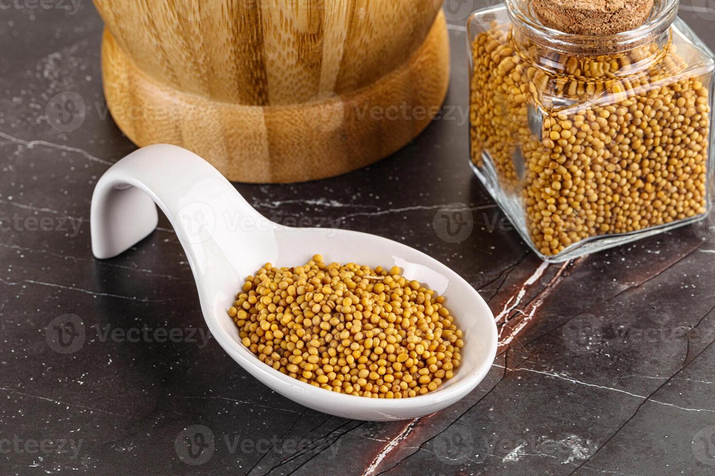 Mustard dry seeds in the bowl photo