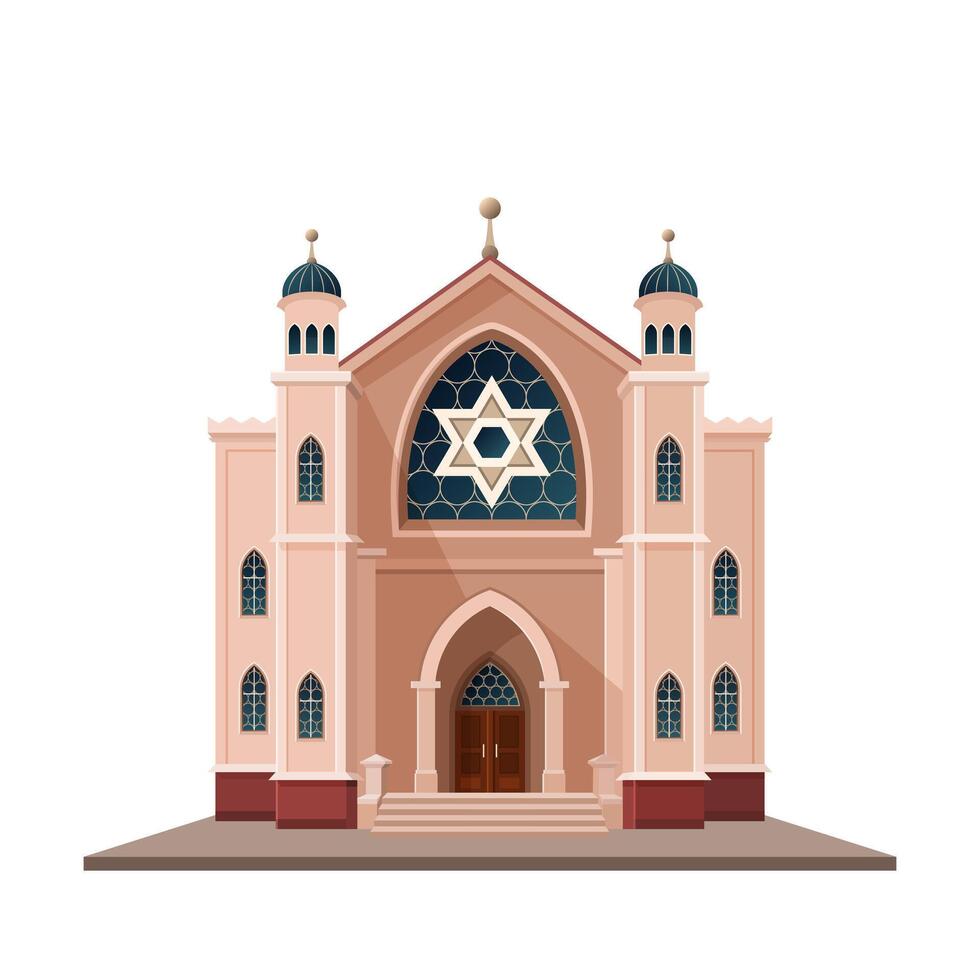 sinagoga edificio. aislado ilustración adecuado para mapas, huellas dactilares, infografía, saludo tarjetas y carteles un hermosa histórico judío edificio en un blanco antecedentes. clipart. vector