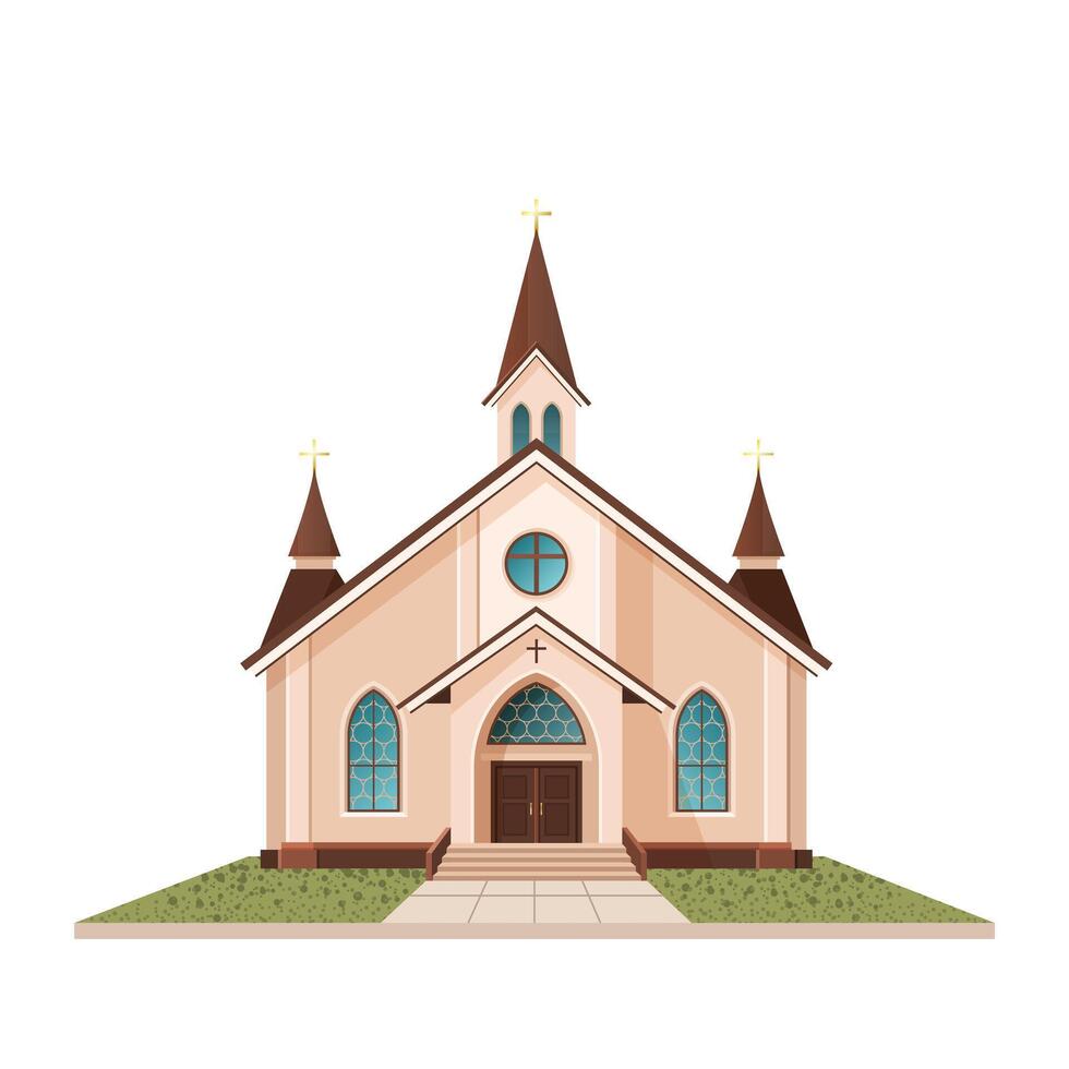 Orthodox church building. isolated illustration suitable for maps, prints, infographics, greeting cards and posters. A beautiful historical facade of cathedral on a white background. Clip-art. vector