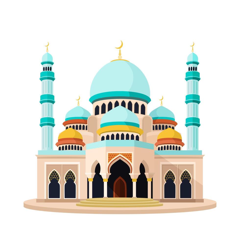 Islamic mosque building. isolated illustration suitable for maps, prints, infographics, greeting cards and posters. A beautiful historical building on a white background. Clip-art. vector