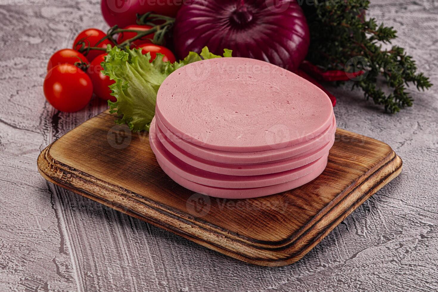Boiled pork sliced sausage stack photo