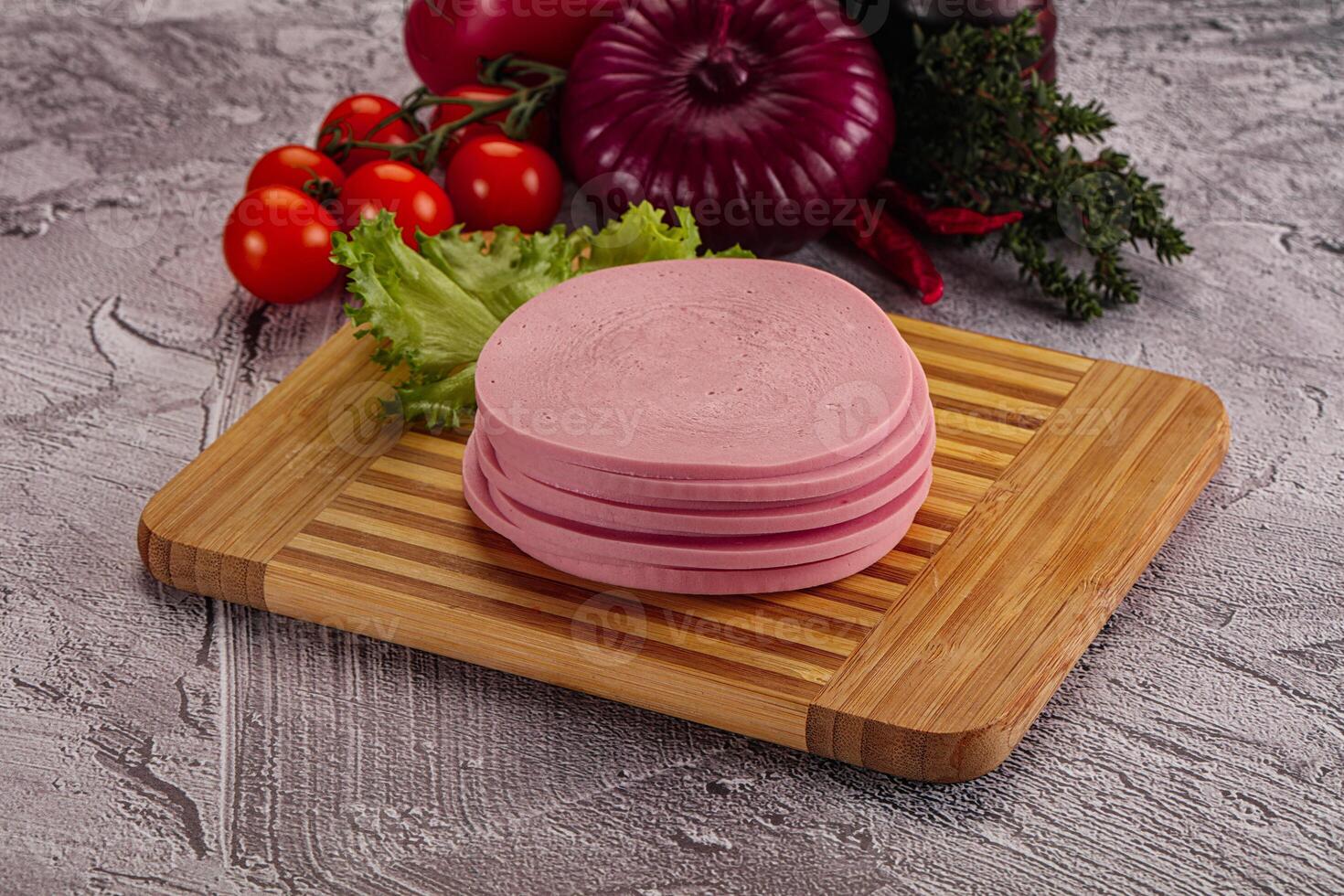 Boiled pork sliced sausage stack photo