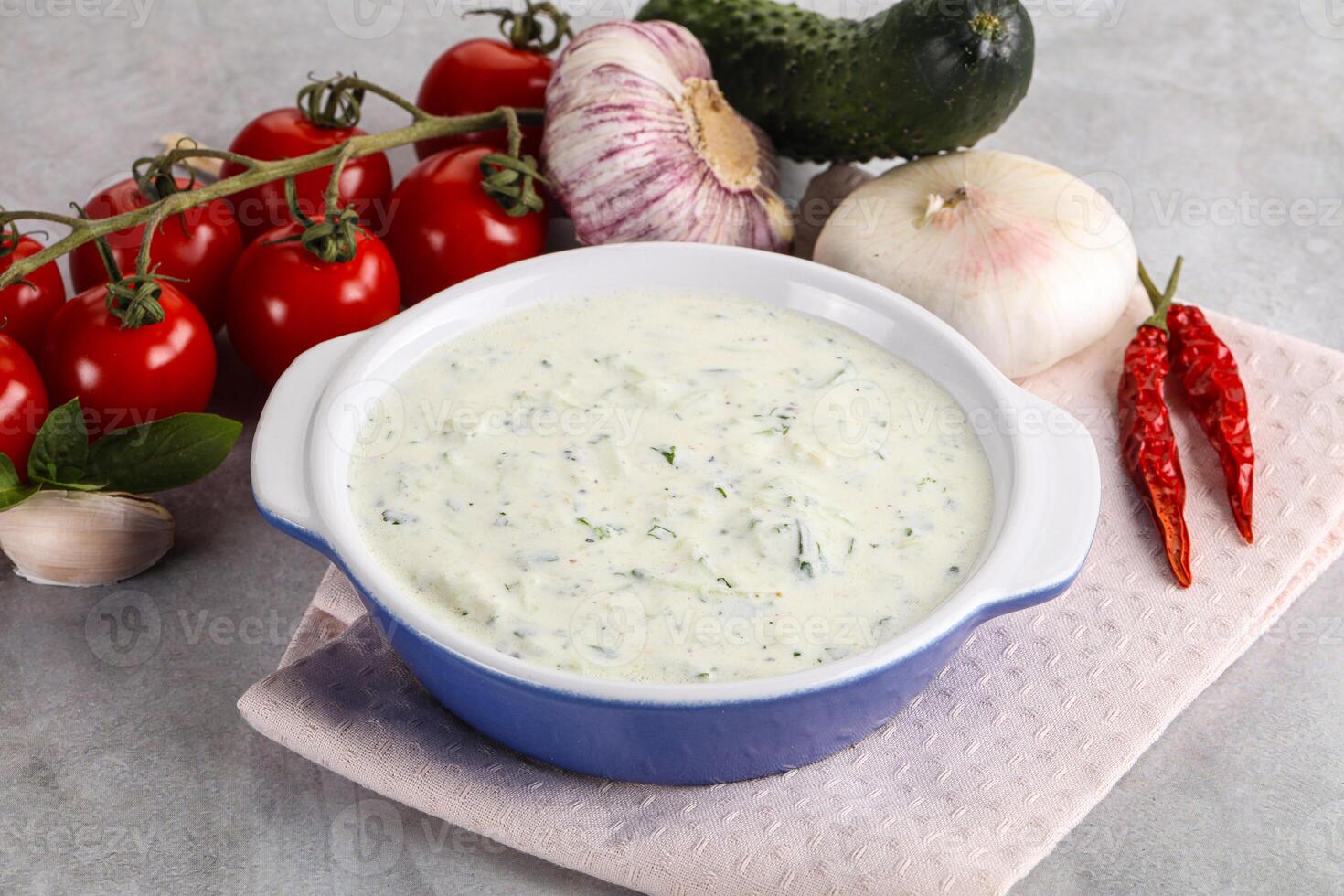 Traditional delicious appetizer greek tzatziki photo