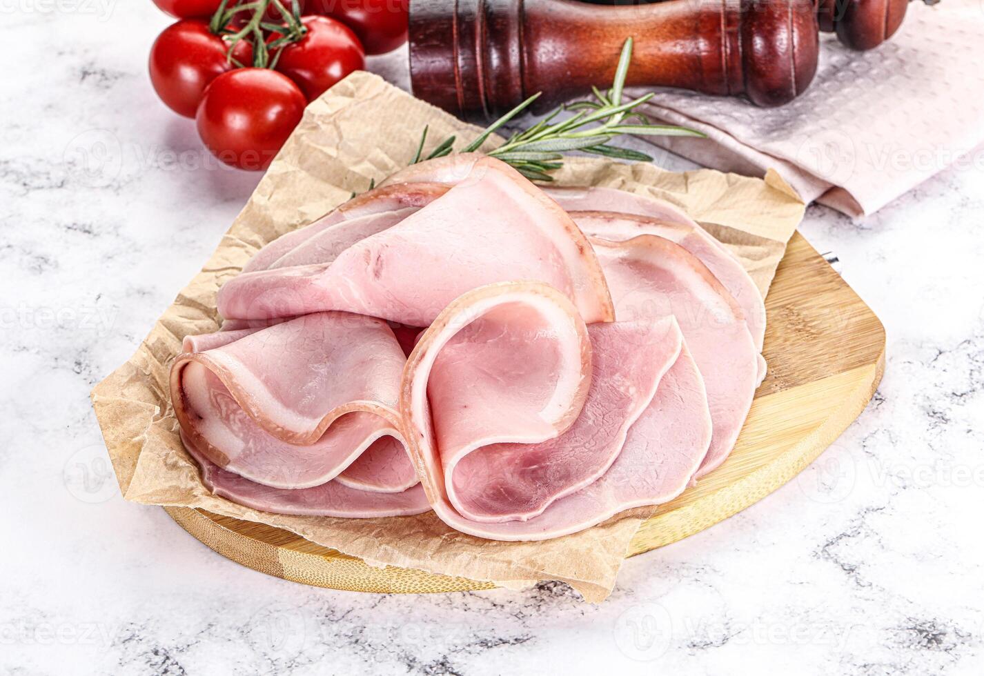 Slices of natural organic ham photo