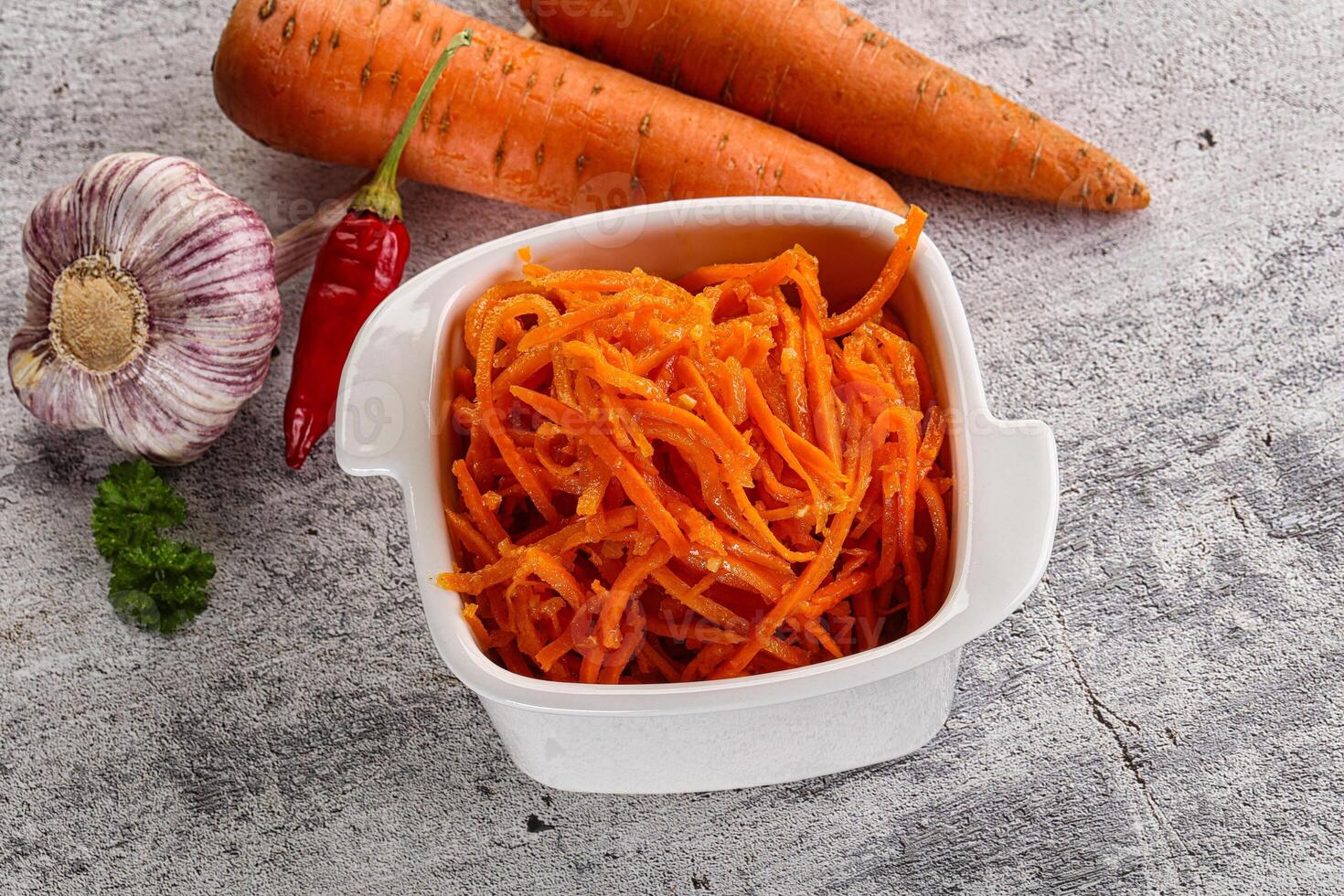 Korean carrot salad in the bowl photo