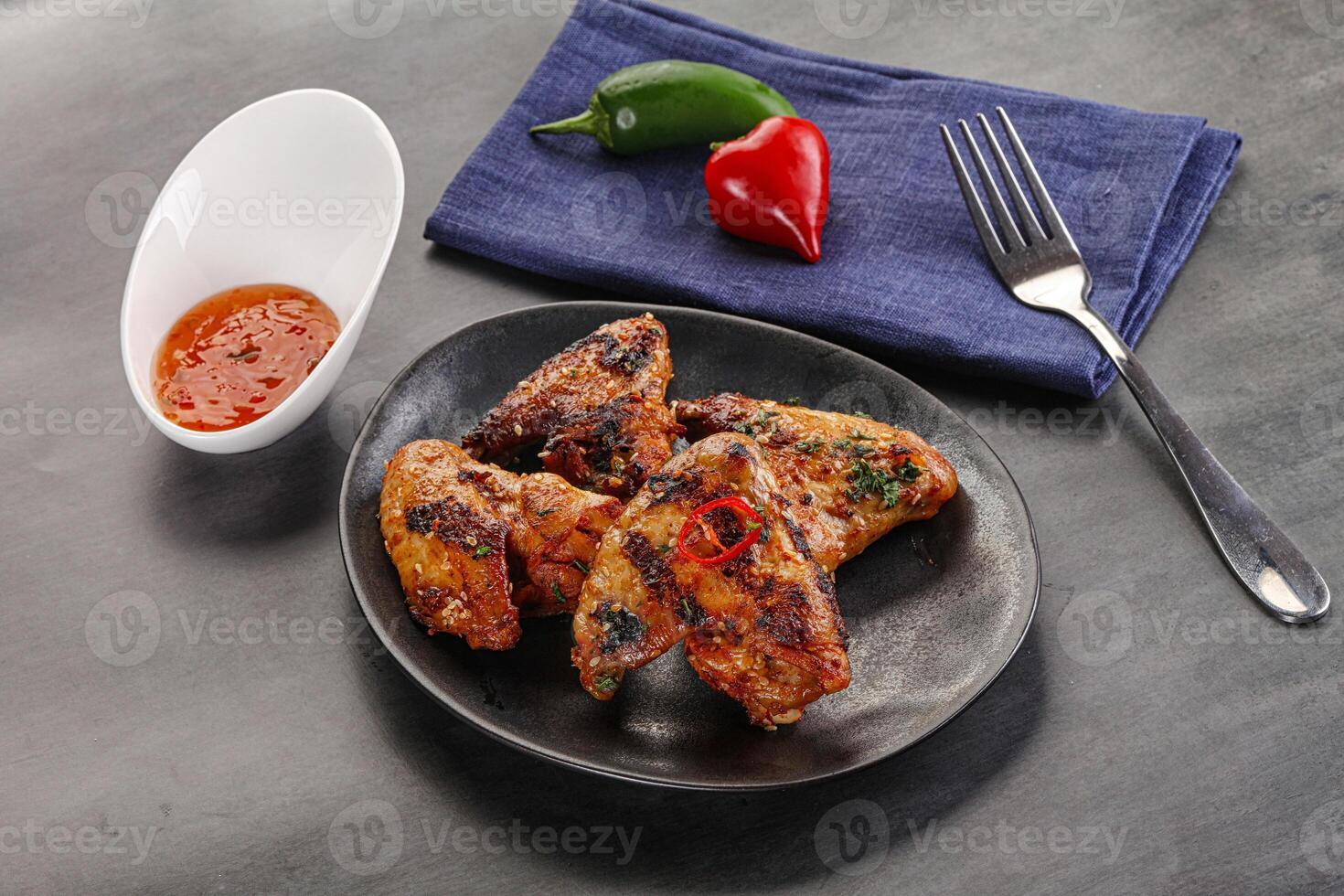 Buffalo grilled chicken wings barbecue photo