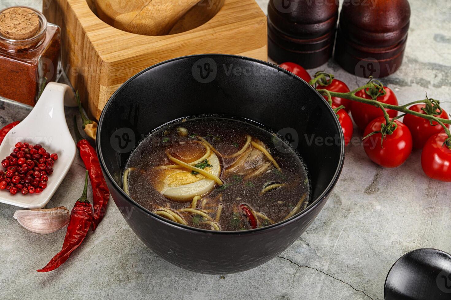 Japanese Miso soup with chicken photo