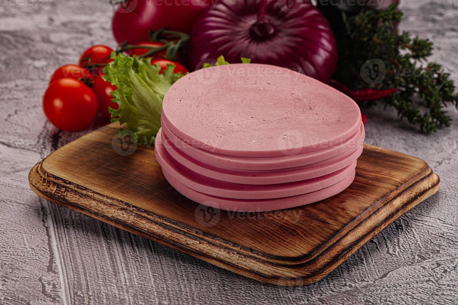 Boiled pork sliced sausage stack photo