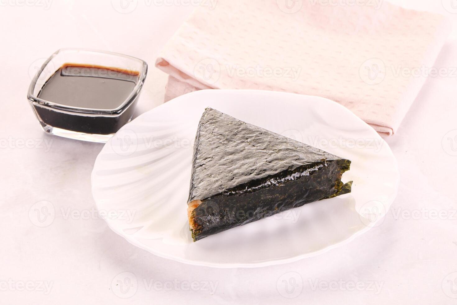 Japanese traditional onigiri with fish photo