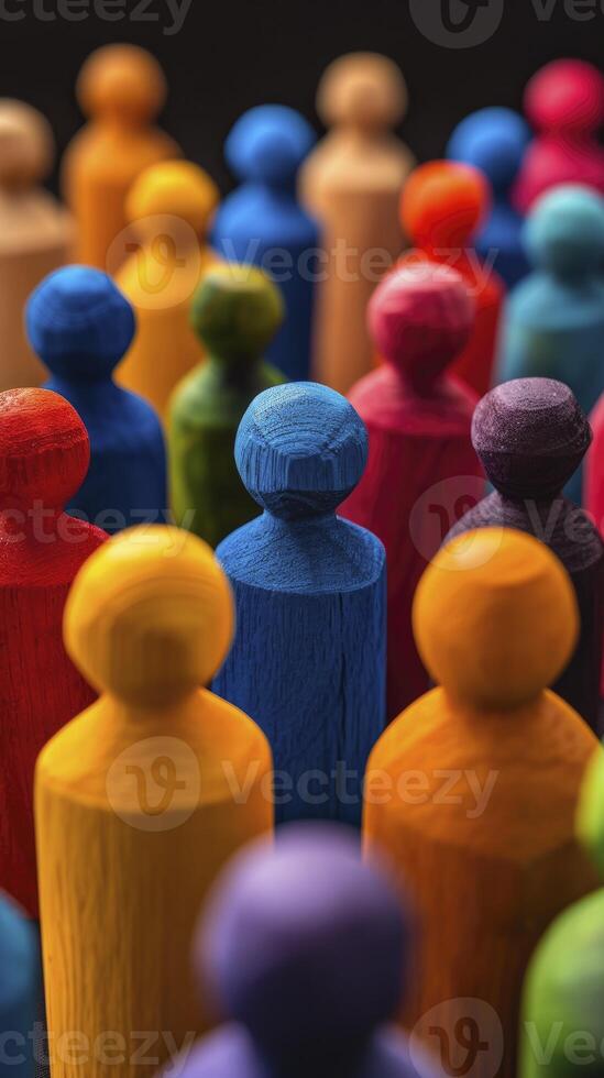 Diverse Figures Representing People from Various Nations and Cultures Engaging in Colorful Communication, Learning, and Mutual Respect. photo