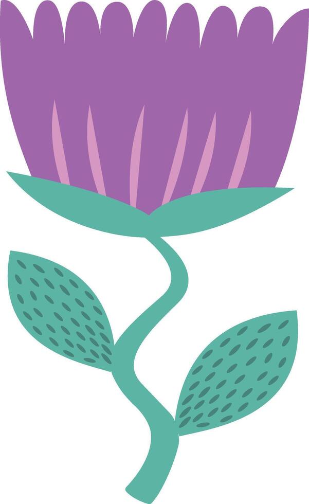 Illustration in purple color. Illustration for Easter, nature and spring design, isolated on white, with a green leaf. stock illustration. vector