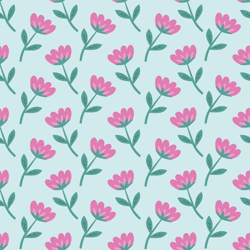 Vintage seamless floral pattern. A background of bright colors on a green background. Graphics for printing on surfaces and web design. vector