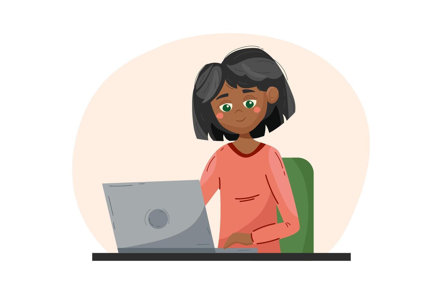 mujer con computadora portátil, en línea educación o en línea trabajando concepto. vector