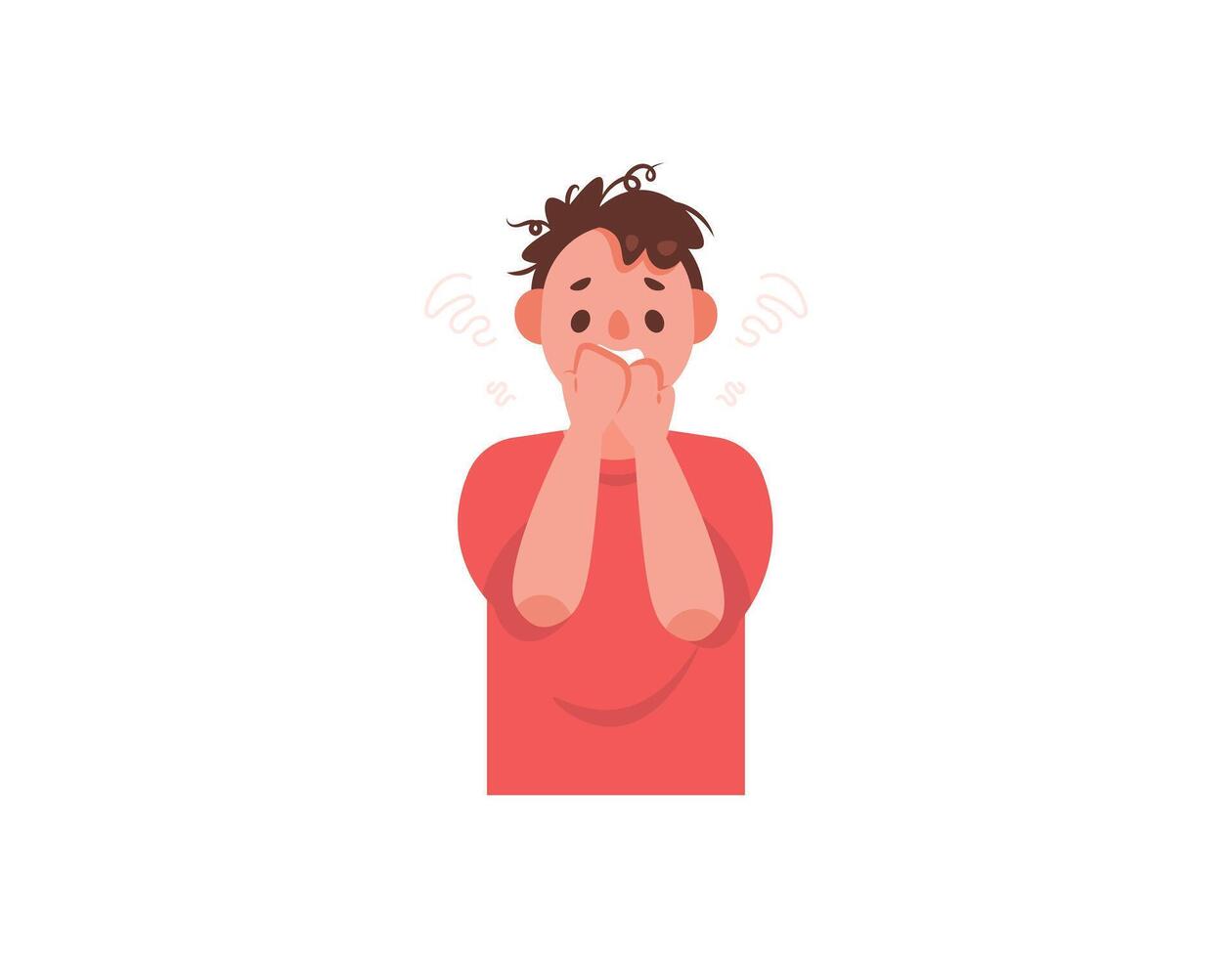 a man looks very anxious. excessive worry, anxiety and fear. anxiety disorders. difficulty controlling anxiety. mental health problems. flat or cartoon style character illustration design. graphic vector