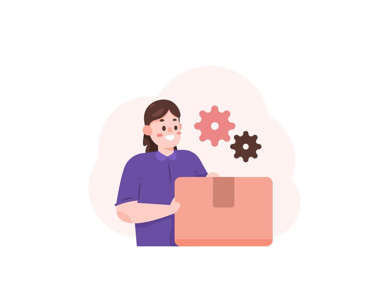 inventory management and inventory control. warehouse staff or workers. calculating the amount of inventory stock, checking data, collecting data on warehouse goods. illustration concept design vector