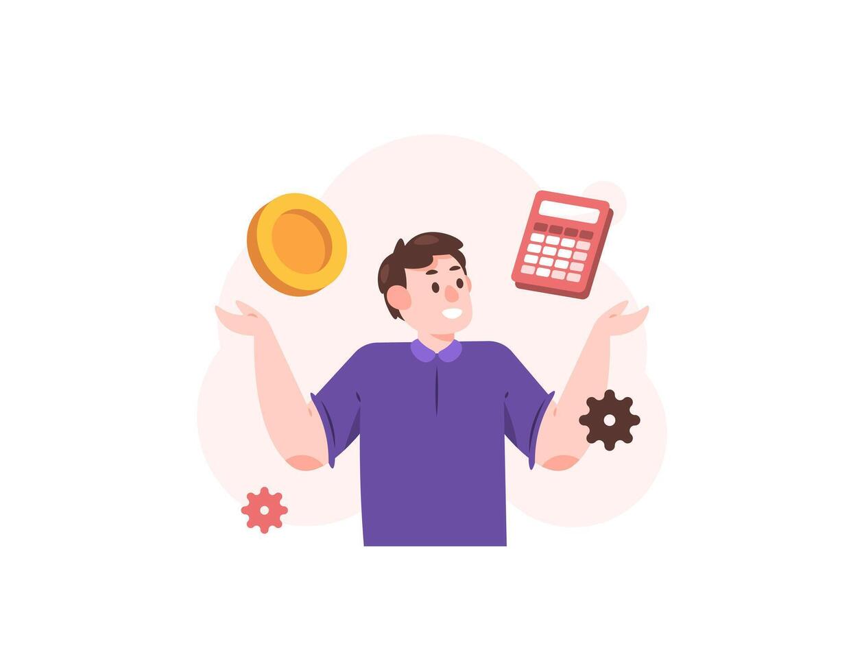 financial manager, accountant and treasurer. managing company or business finances. budget planning. male staff, workers or employees. profession or job. illustration concept design vector