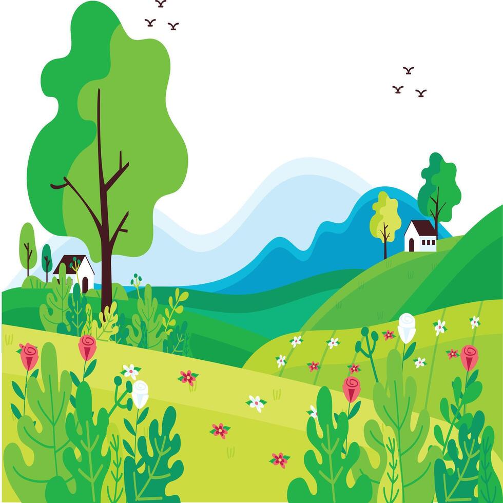 Spring season nature landscape vector