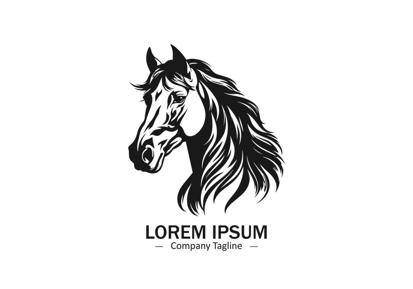 Horse head logo icon silhouette isolated on white background vector
