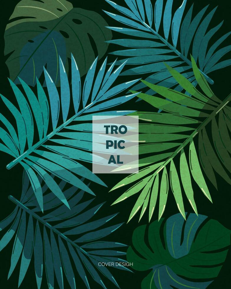 Tropical leaves, palm, monsters. vector