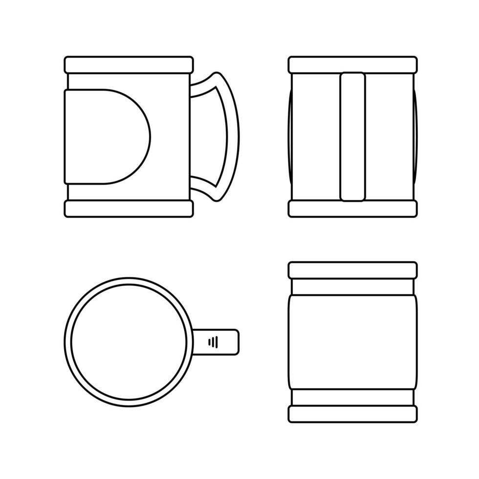 Mug Blueprint or Technical Drawing vector