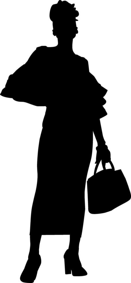 Silhouette of shopping girl vector