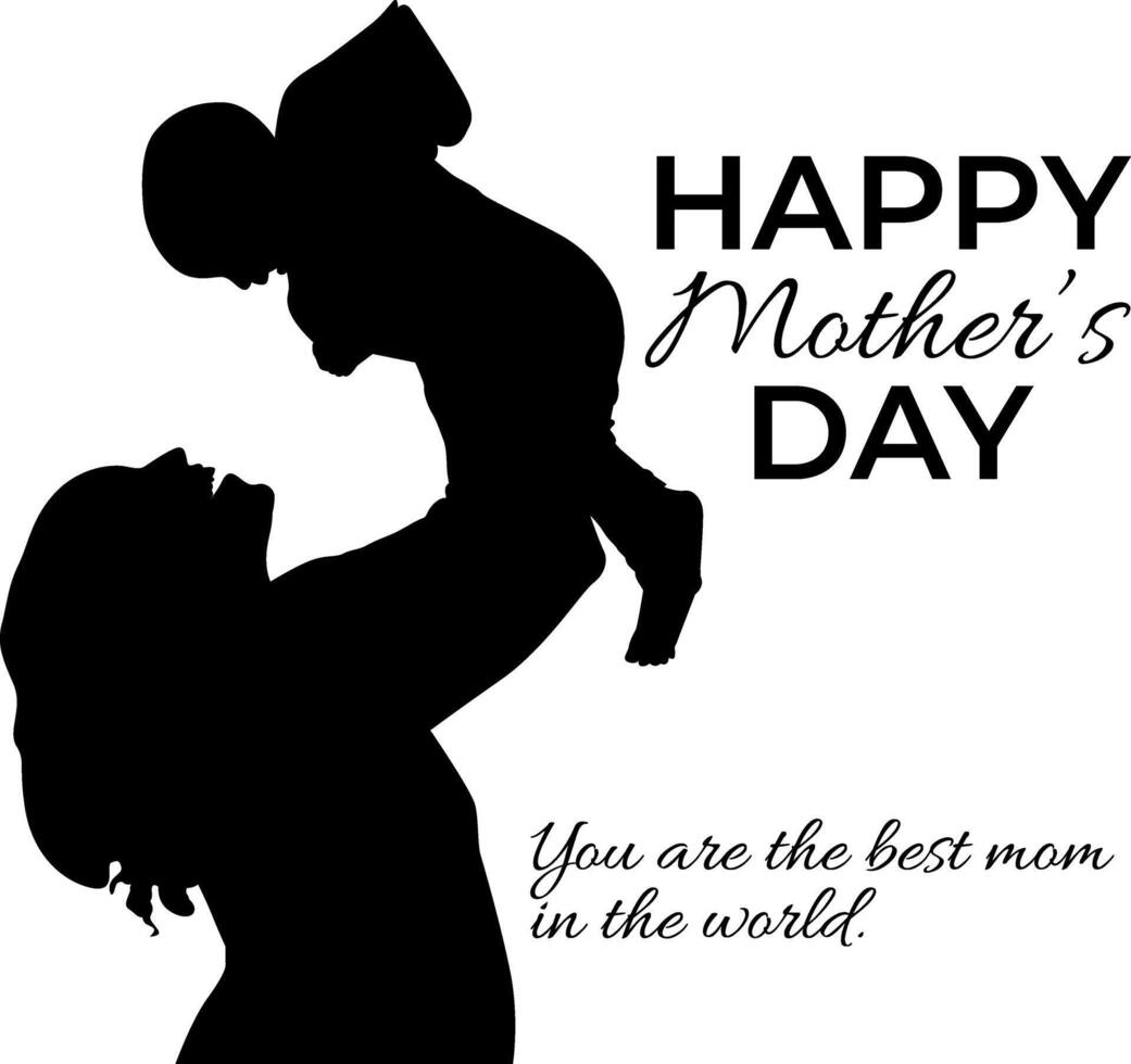 Silhouette happy mother's day vector