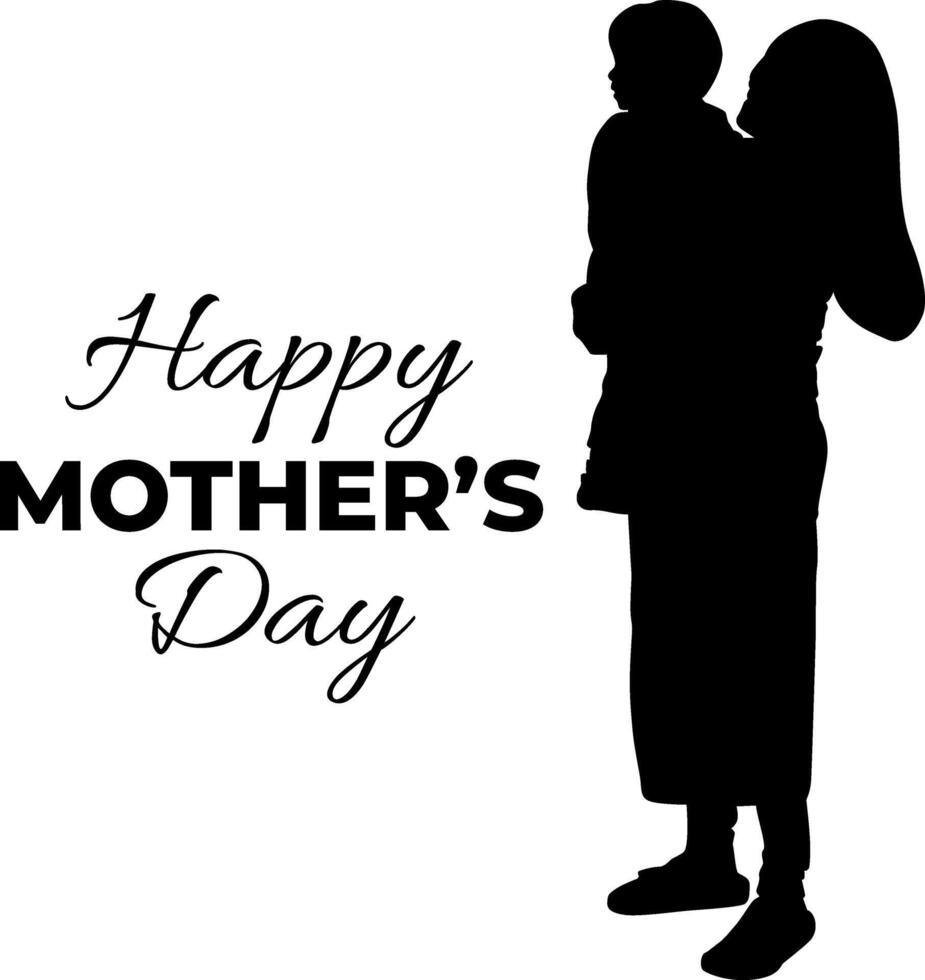 Silhouette happy mother's day vector