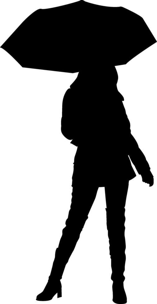 Silhouette beautiful girl under the umbrella vector