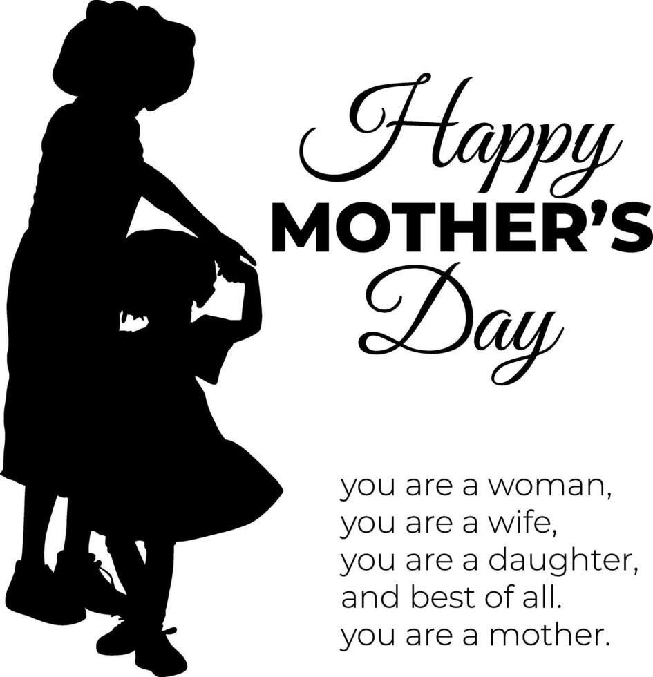 Silhouette happy mother's day vector