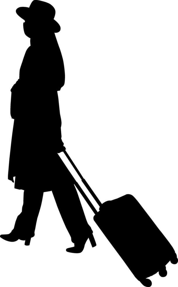 Silhouette of person traveler vector