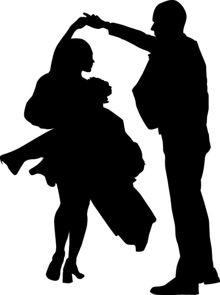 Silhouette roamntic couple dance on the white background vector