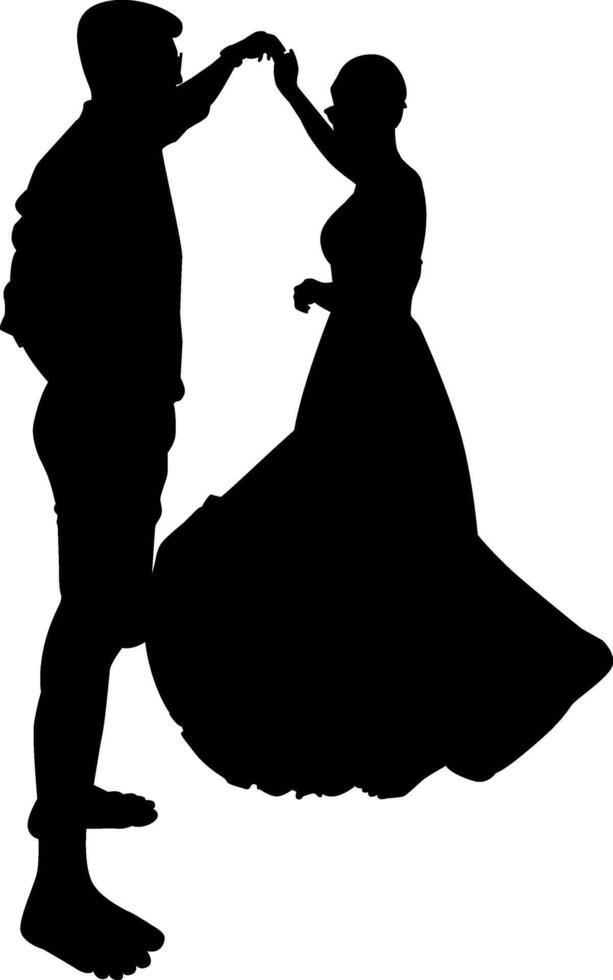 Silhouette roamntic couple dance on the white background vector