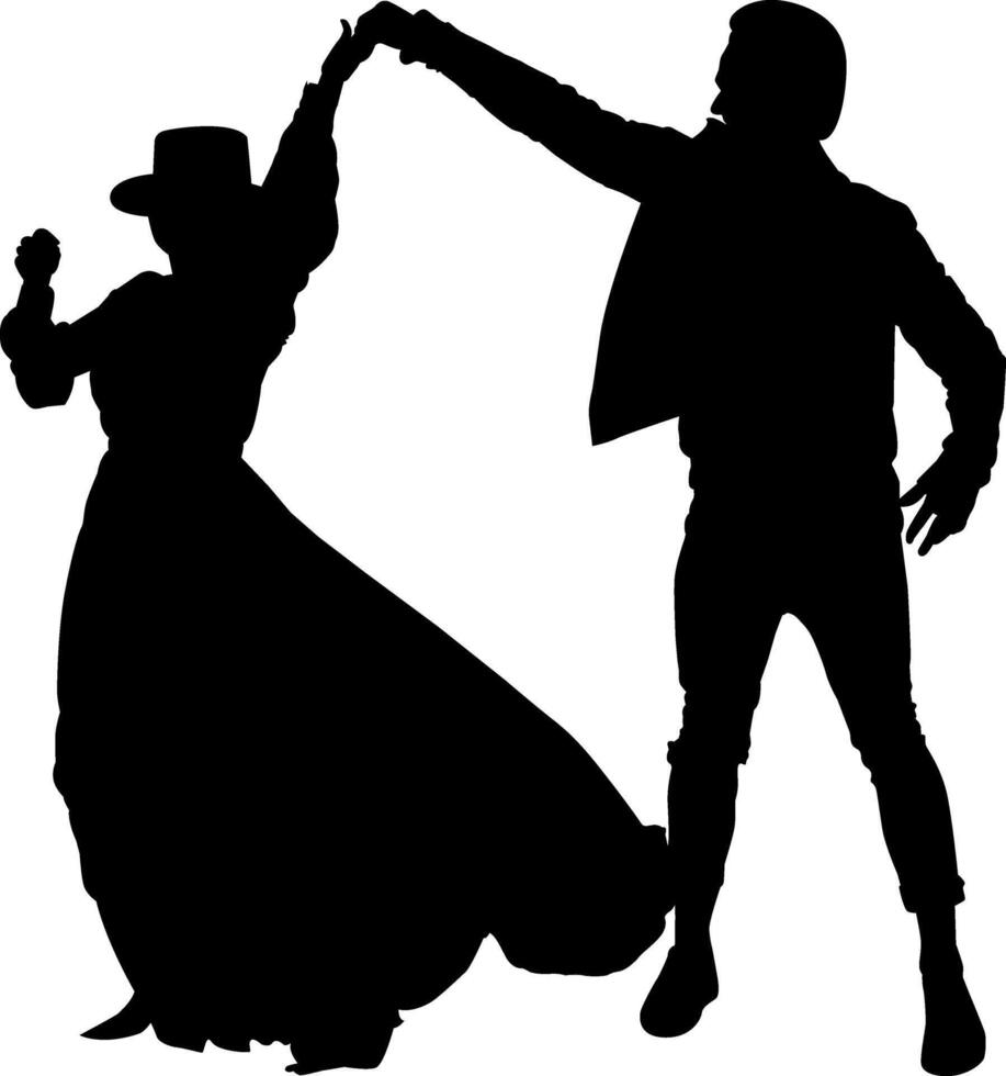 Silhouette roamntic couple dance on the white background vector