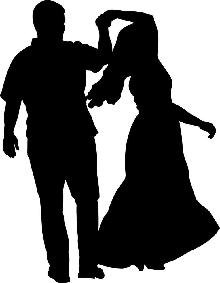 Silhouette roamntic couple dance on the white background vector