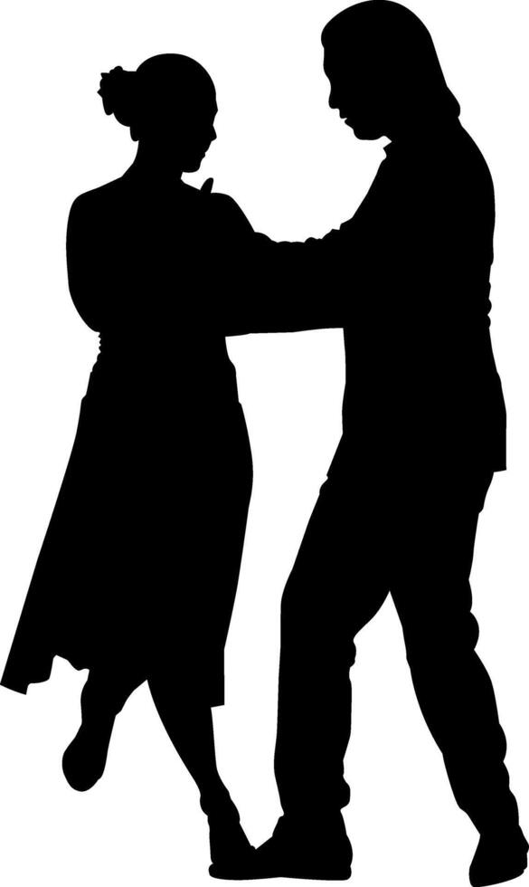 Silhouette roamntic couple dance on the white background vector