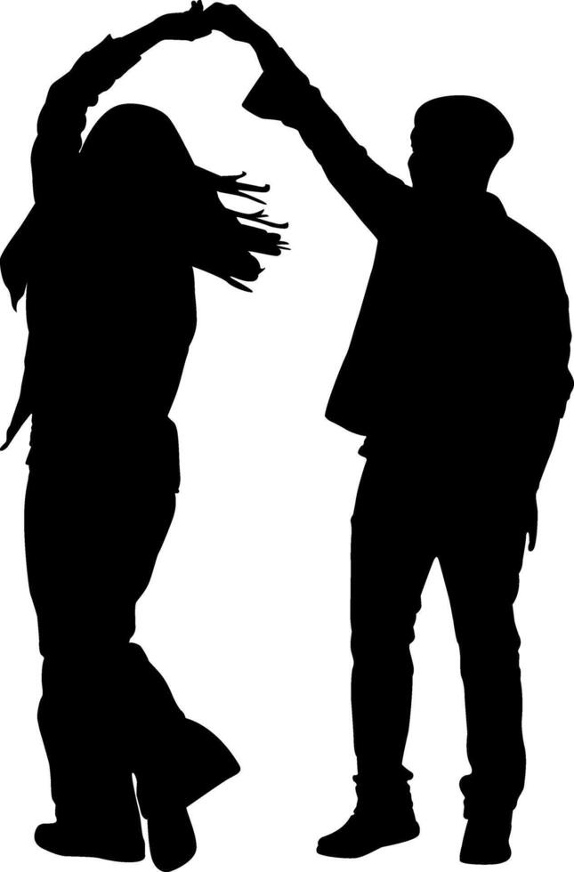 Silhouette roamntic couple dance on the white background vector