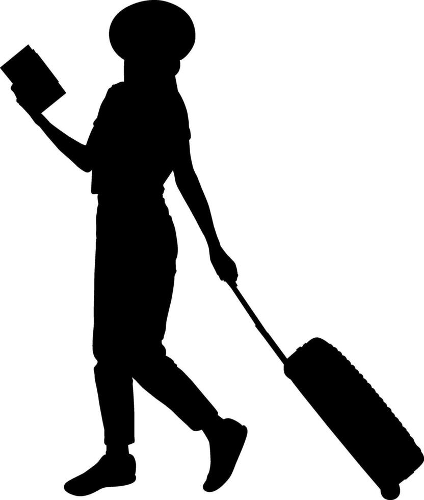 Silhouette of person traveler vector