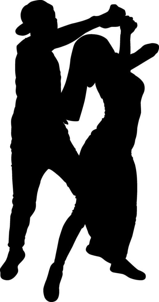 Silhouette roamntic couple dance on the white background vector