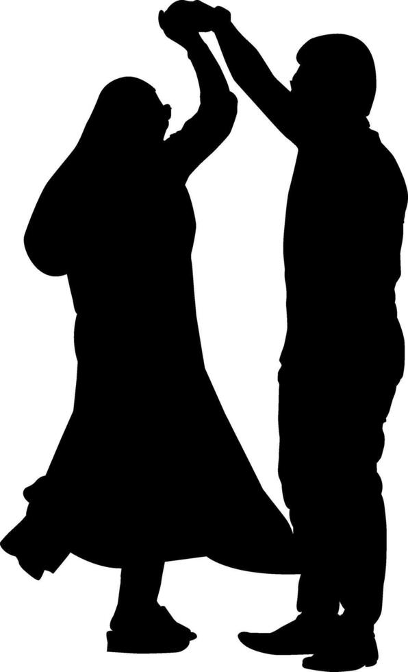 Silhouette roamntic couple dance on the white background vector