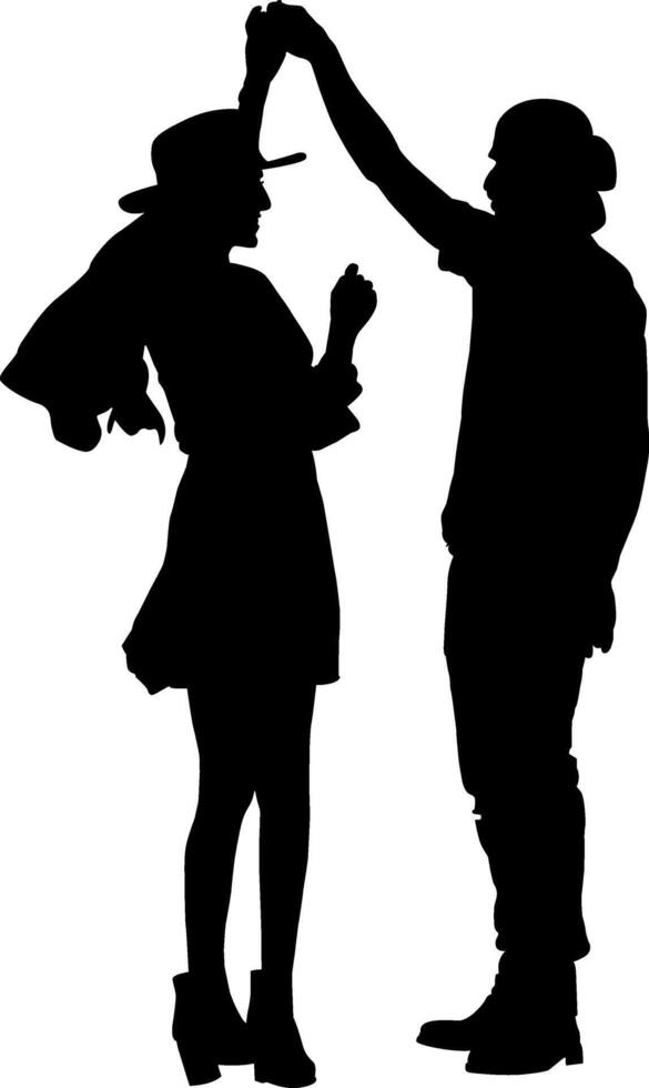 Silhouette roamntic couple dance on the white background vector