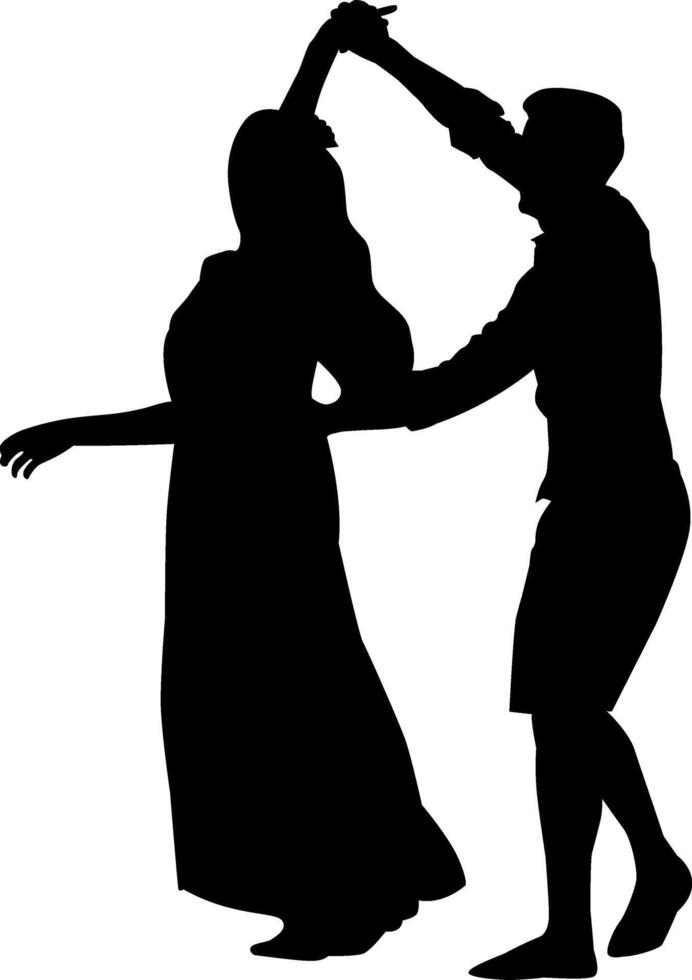 Silhouette roamntic couple dance on the white background vector