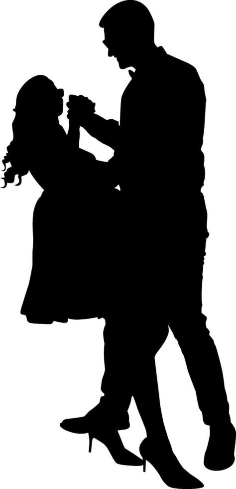 Silhouette roamntic couple dance on the white background vector