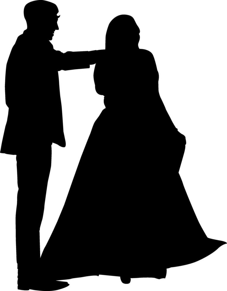 Silhouette roamntic couple dance on the white background vector