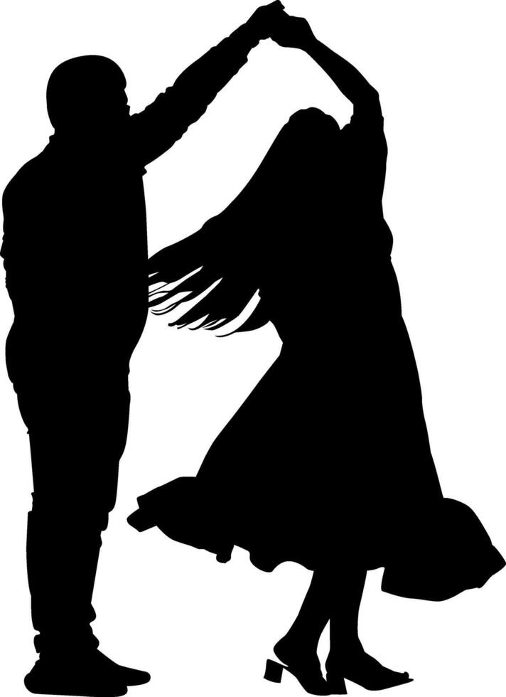 Silhouette roamntic couple dance on the white background vector