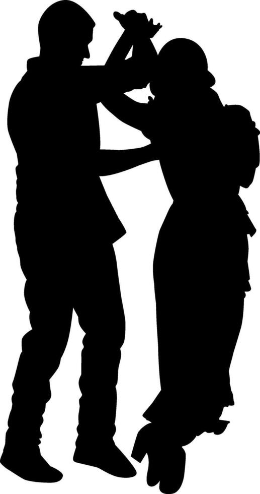 Silhouette roamntic couple dance on the white background vector