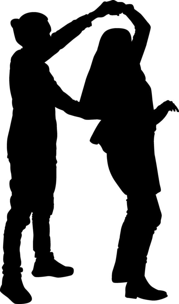 Silhouette roamntic couple dance on the white background vector