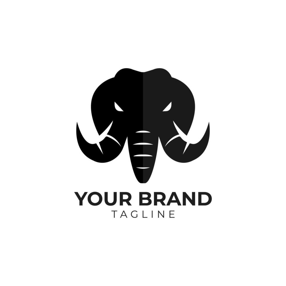 Elephant head with large tusks logo illustration vector