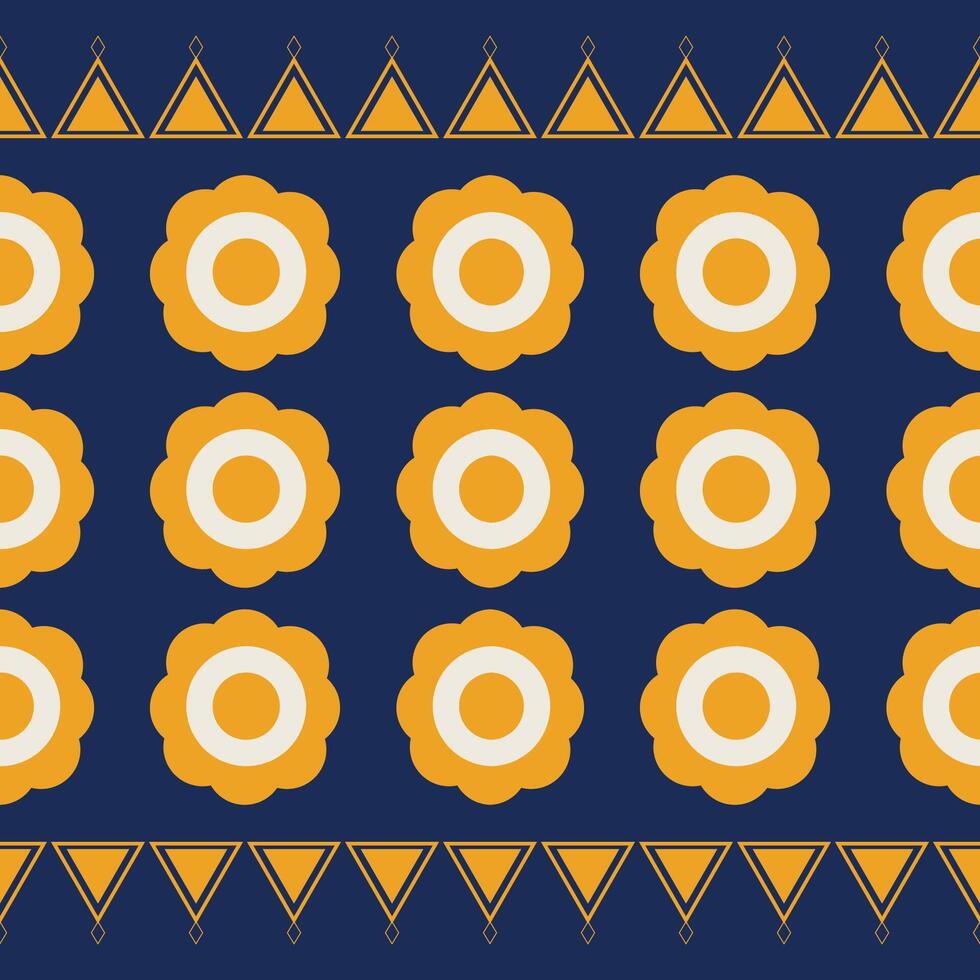 Traditional Ethnic ikat motif fabric pattern geometric style.Flower pattern embroidery Ethnic oriental pattern blue background wallpaper. Abstract,illustration.Texture,frame,decoration. vector