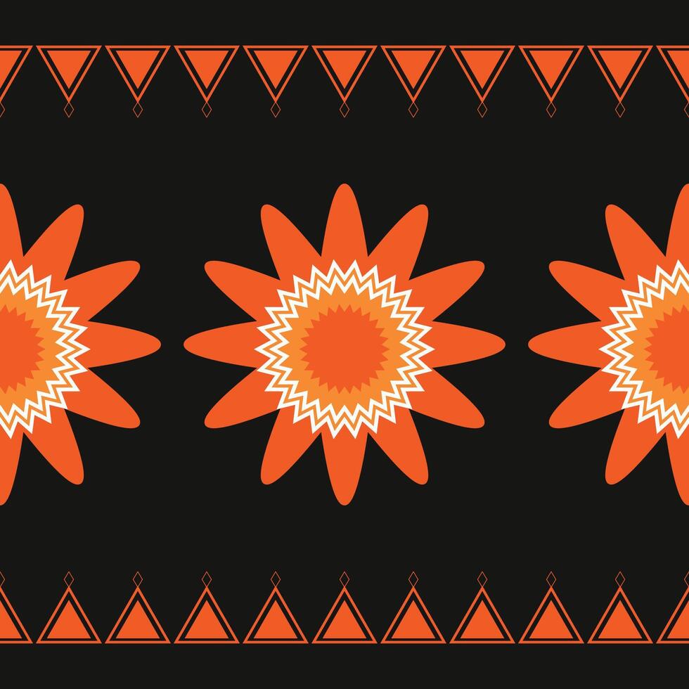 Traditional Ethnic ikat motif fabric pattern geometric style.Flower pattern embroidery Ethnic oriental pattern black background wallpaper. Abstract,illustration.Texture,frame,decoration. vector