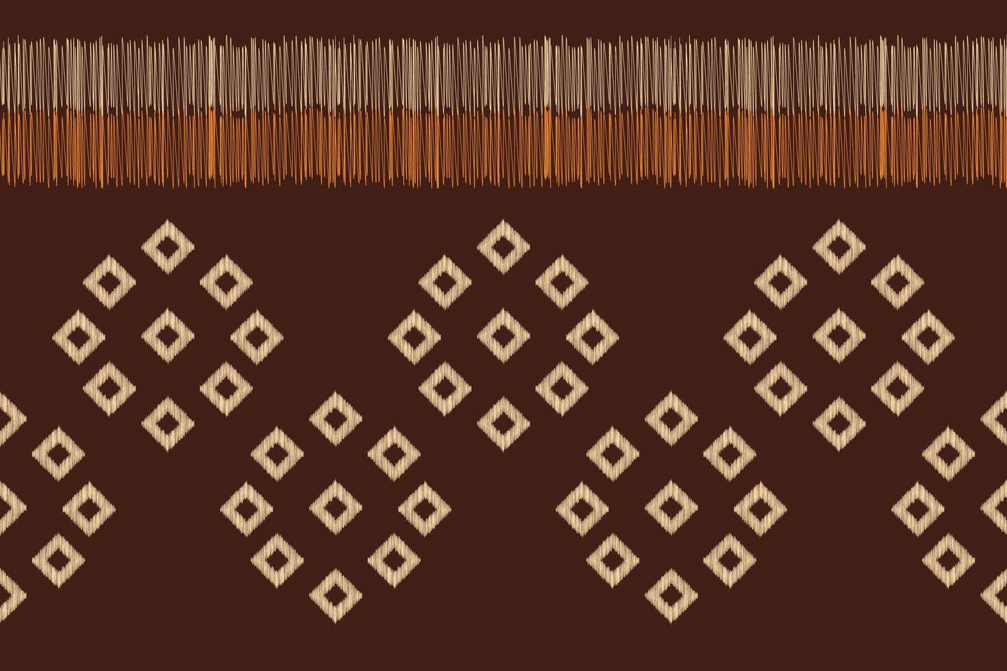 Traditional Ethnic ikat motif fabric pattern geometric style.African Ikat embroidery Ethnic oriental pattern brown background wallpaper. Abstract,illustration.Texture,frame,decoration. vector